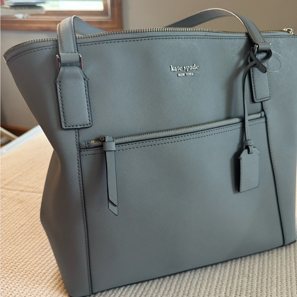 Kate Spade New York Light Blue Leather Tote Bag